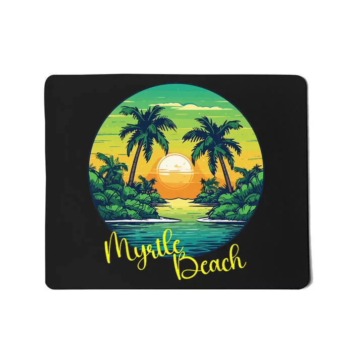 Retro Sunset South Carolina Myrtle Beach Palm Trees Mousepad