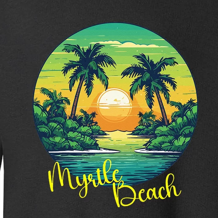 Retro Sunset South Carolina Myrtle Beach Palm Trees Toddler Sweatshirt