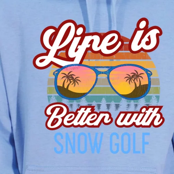 Retro Sunset Slogan / Life Is Better With Snow Golf! Cool Gift Unisex Surf Hoodie