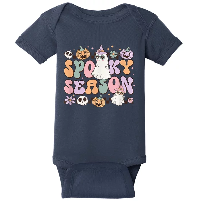 Retro Spooky Season Halloween Ghost Graphic Tee Gift Baby Bodysuit