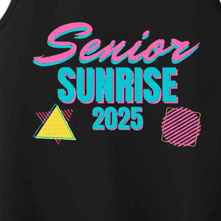 Retro Senior Sunrise 2025 High School 12th Twelfth Grade Performance Tank