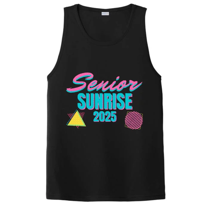 Retro Senior Sunrise 2025 High School 12th Twelfth Grade Performance Tank