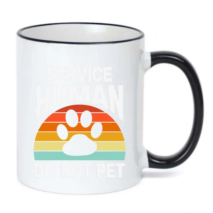 Retro Sunset Service Human Do Not Pet Emotional Support Human Dog Lover Black Color Changing Mug