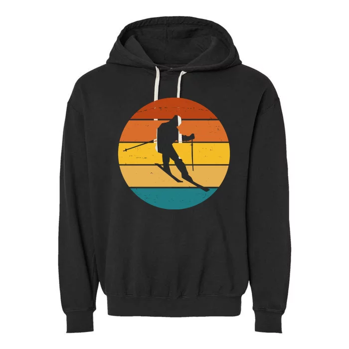 Retro Sunset Ski Lover Gift Garment-Dyed Fleece Hoodie