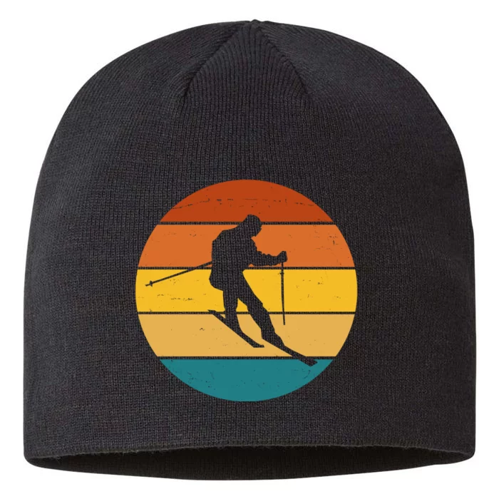 Retro Sunset Ski Lover Gift 8 1/2in Sustainable Knit Beanie