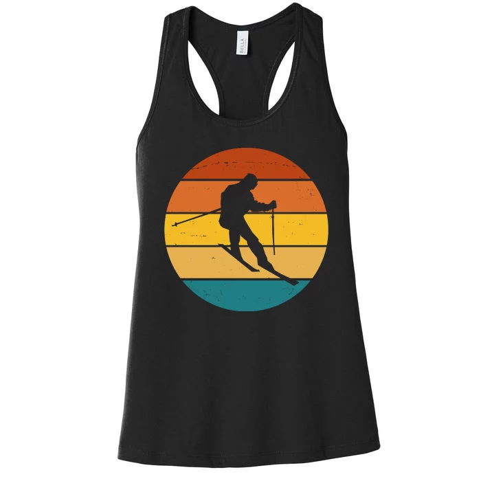 Retro Sunset Ski Lover Gift Women's Racerback Tank