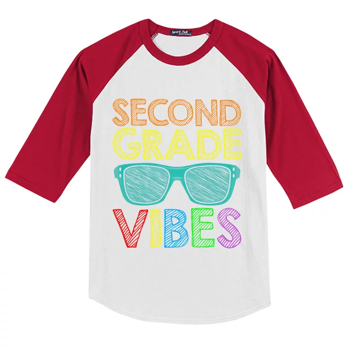 Retro Sunglasses Second Grade Vibes 1St Day Of School Cool Gift Kids Colorblock Raglan Jersey