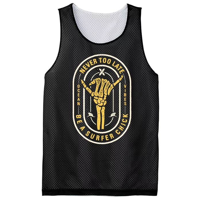 Retro Surfing Summer Logo Mesh Reversible Basketball Jersey Tank