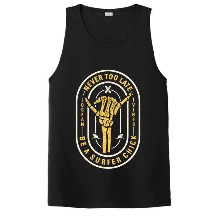 Retro Surfing Summer Logo Performance Tank