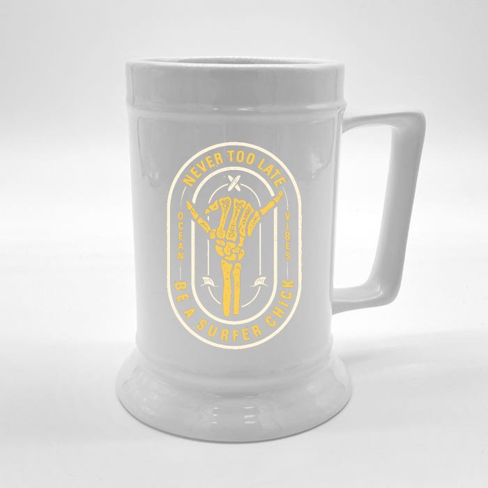 Retro Surfing Summer Logo Front & Back Beer Stein