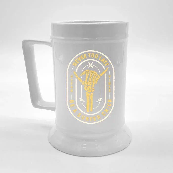 Retro Surfing Summer Logo Front & Back Beer Stein