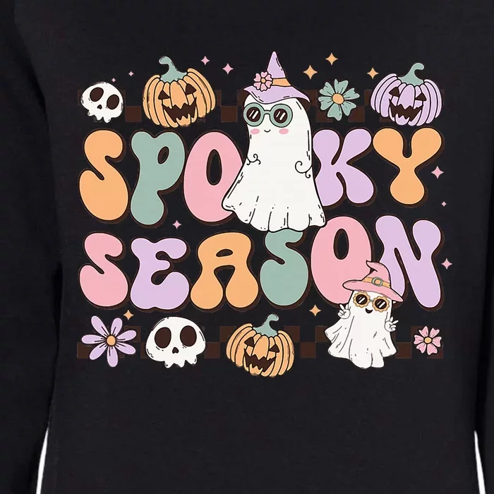 Retro Spooky Season Halloween Ghost Womens California Wash Sweatshirt