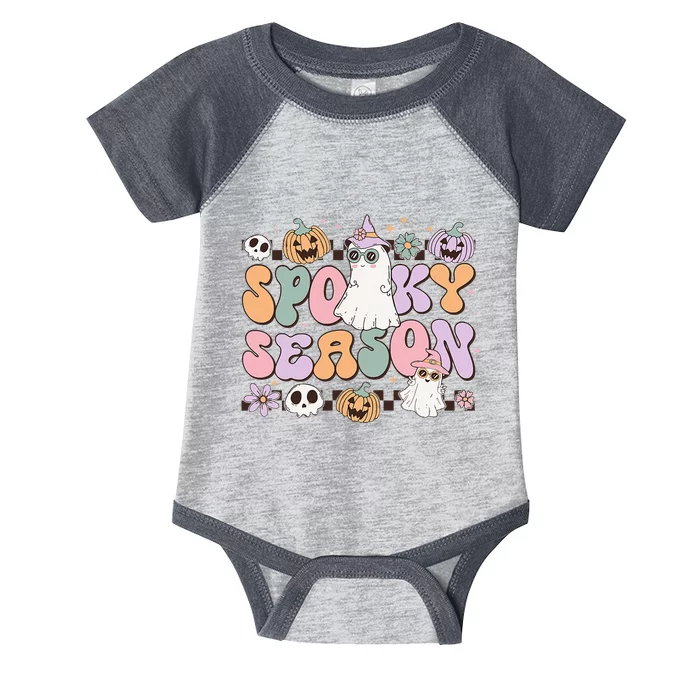 Retro Spooky Season Halloween Ghost Infant Baby Jersey Bodysuit