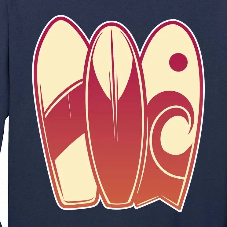 Retro Surfboard Surfing Tall Long Sleeve T-Shirt