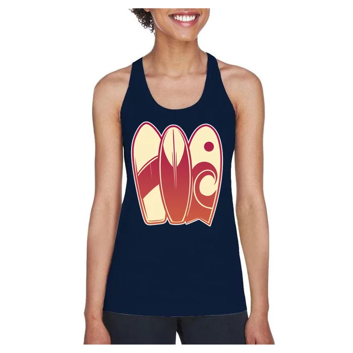 Retro Surfboard Surfing Women's Racerback Tank