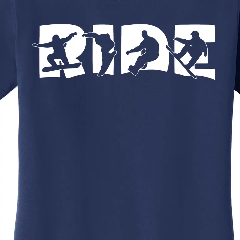 RIDE Snowboard, Snowboarder, Christmas Snowboarding Pullover Women's T-Shirt