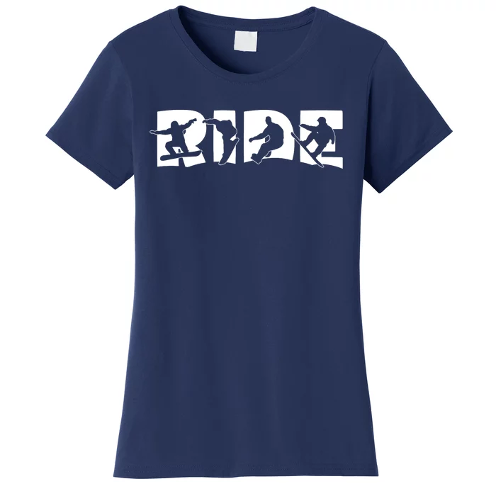 RIDE Snowboard, Snowboarder, Christmas Snowboarding Pullover Women's T-Shirt