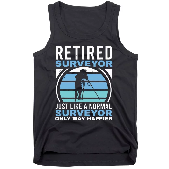 Retired Surveyor Surveying Grandpa Tripod Land Surveyor Tank Top