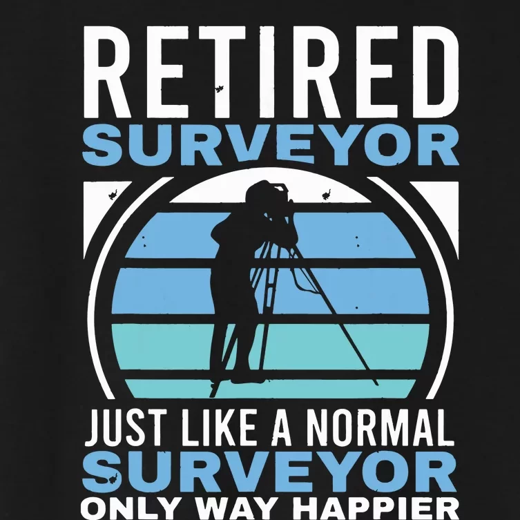 Retired Surveyor Surveying Grandpa Tripod Land Surveyor Women's Crop Top Tee