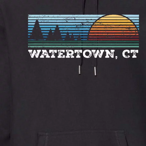 Retro Sunset Stripes Watertown Connecticut Premium Hoodie