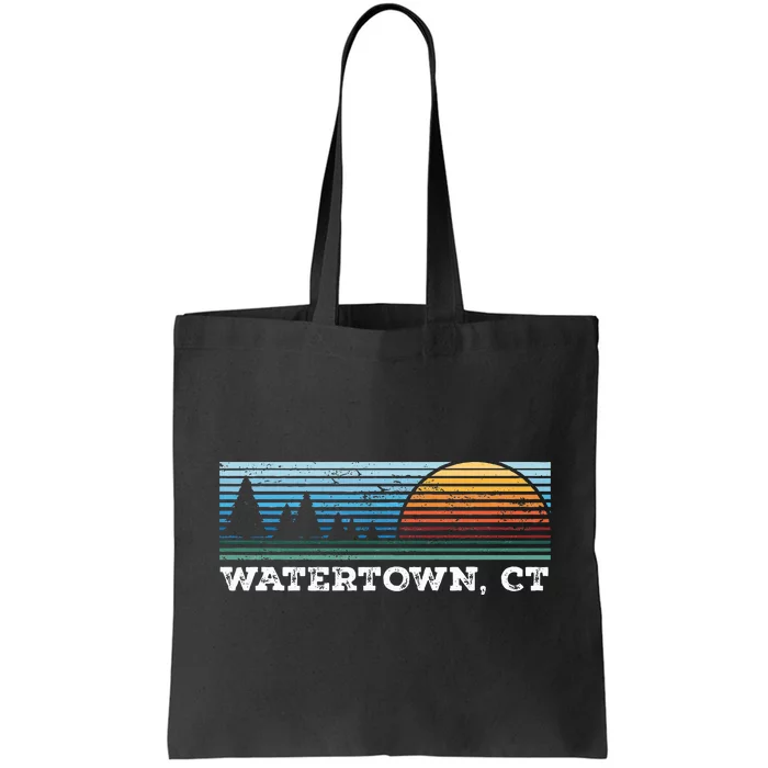 Retro Sunset Stripes Watertown Connecticut Tote Bag