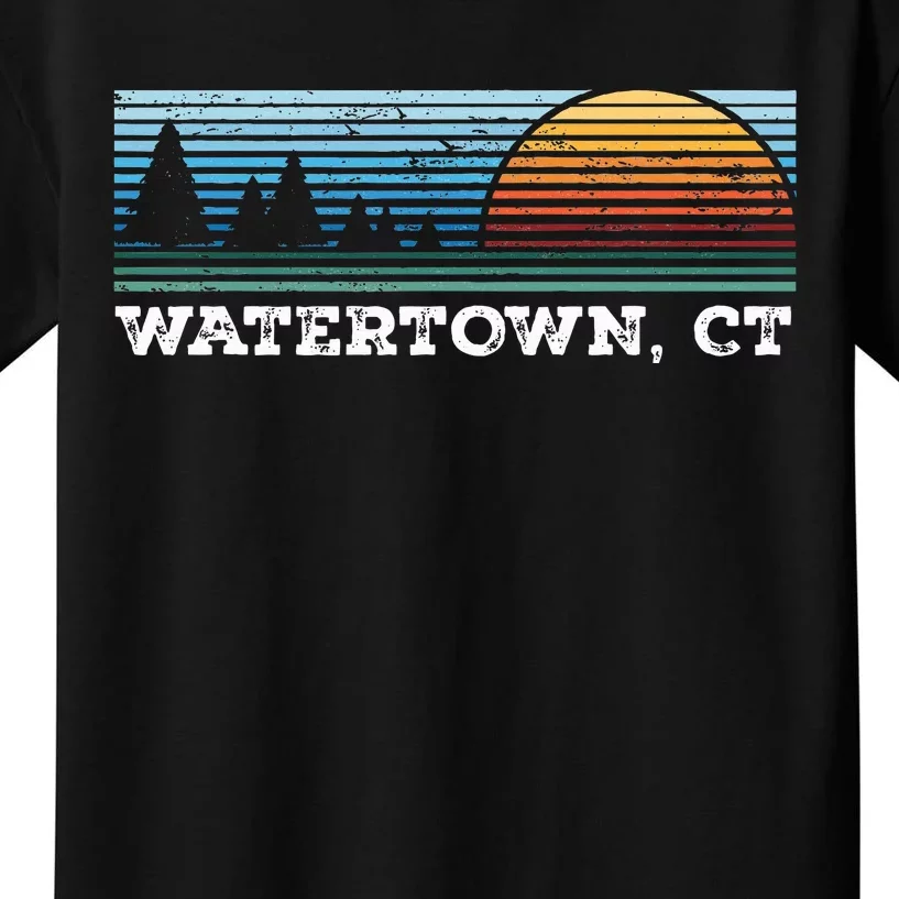 Retro Sunset Stripes Watertown Connecticut Kids T-Shirt