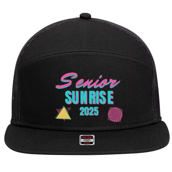 Retro Senior Sunrise 2025 High School 12th Twelfth Grade 7 Panel Mesh Trucker Snapback Hat