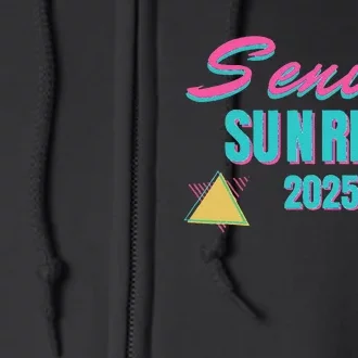 Retro Senior Sunrise 2025 High School 12th Twelfth Grade Full Zip Hoodie