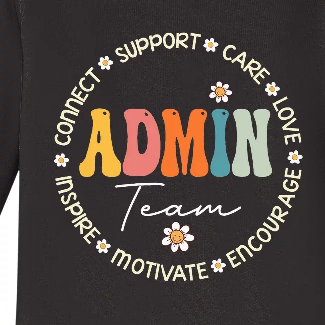 Retro School Secretary Admin Appreciation Week Admin Team Baby Long Sleeve Bodysuit