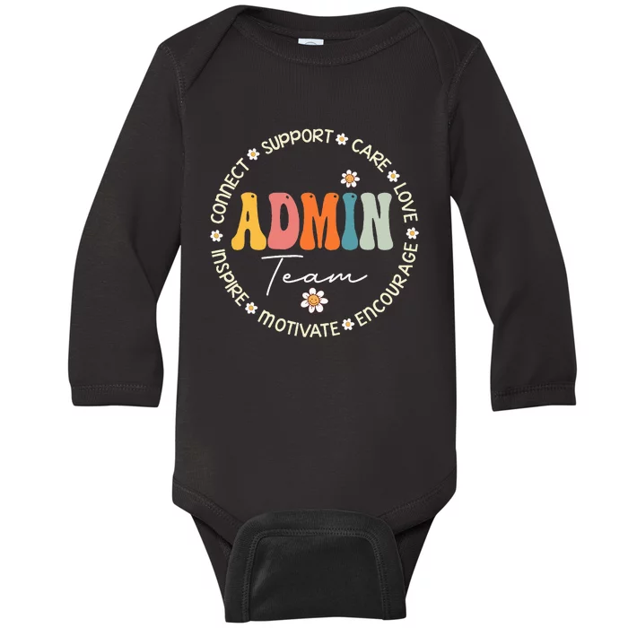 Retro School Secretary Admin Appreciation Week Admin Team Baby Long Sleeve Bodysuit