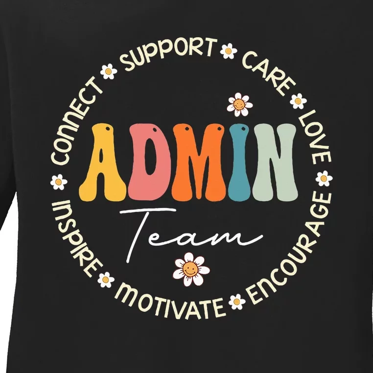 Retro School Secretary Admin Appreciation Week Admin Team Ladies Long Sleeve Shirt