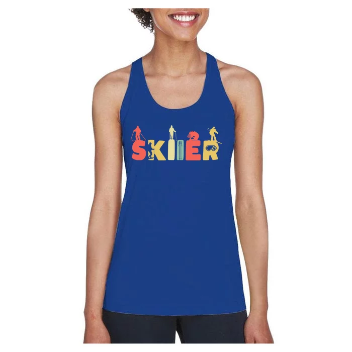 Retro Snow Skiing Ski Sports Great Gift Vintage Skiier Snow Skiing Gift Women's Racerback Tank