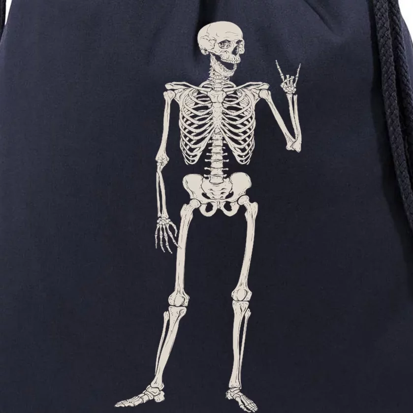 Rocker Skull Skeleton Hand Rock On Costume Funny Halloween Great Gift Drawstring Bag