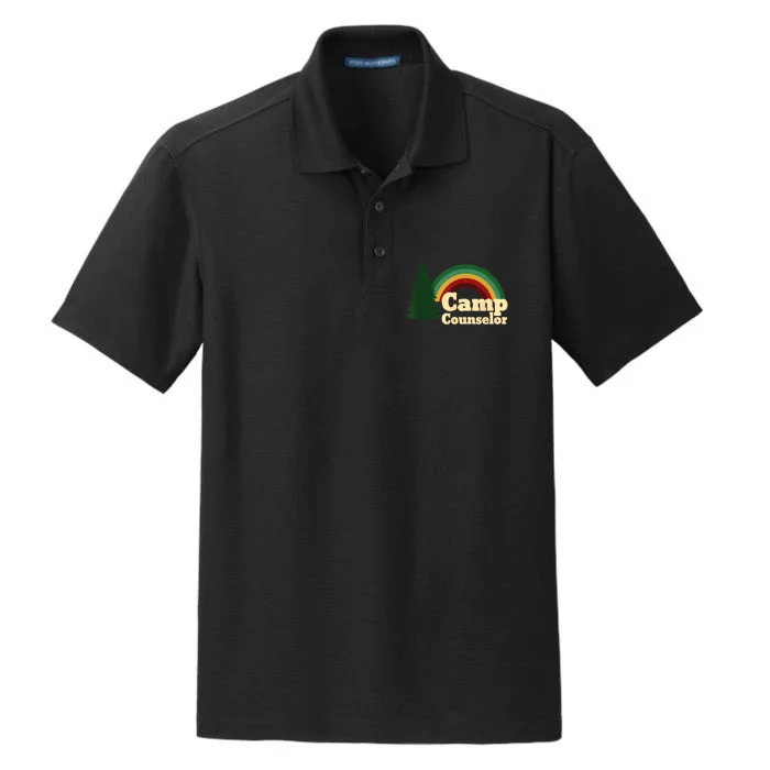 Retro Summer Staff Rainbow Camp Counselor Pine Tree Gift Dry Zone Grid Performance Polo