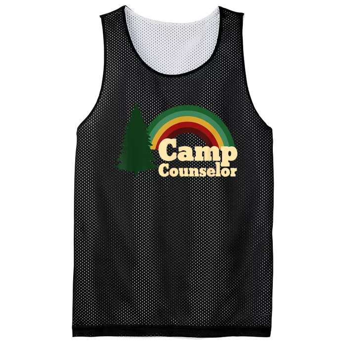 Retro Summer Staff Rainbow Camp Counselor Pine Tree Gift Mesh Reversible Basketball Jersey Tank