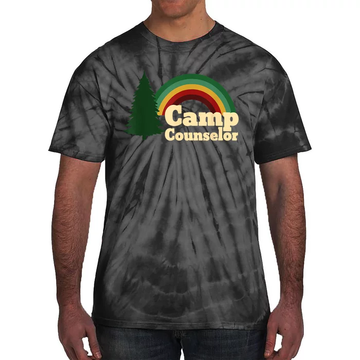 Retro Summer Staff Rainbow Camp Counselor Pine Tree Gift Tie-Dye T-Shirt