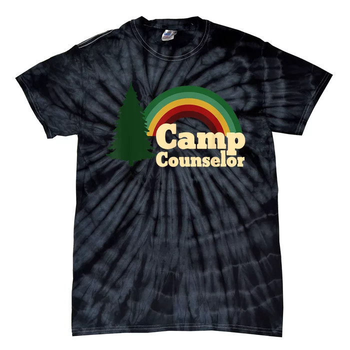 Retro Summer Staff Rainbow Camp Counselor Pine Tree Gift Tie-Dye T-Shirt