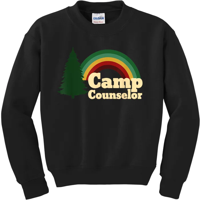 Retro Summer Staff Rainbow Camp Counselor Pine Tree Gift Kids Sweatshirt