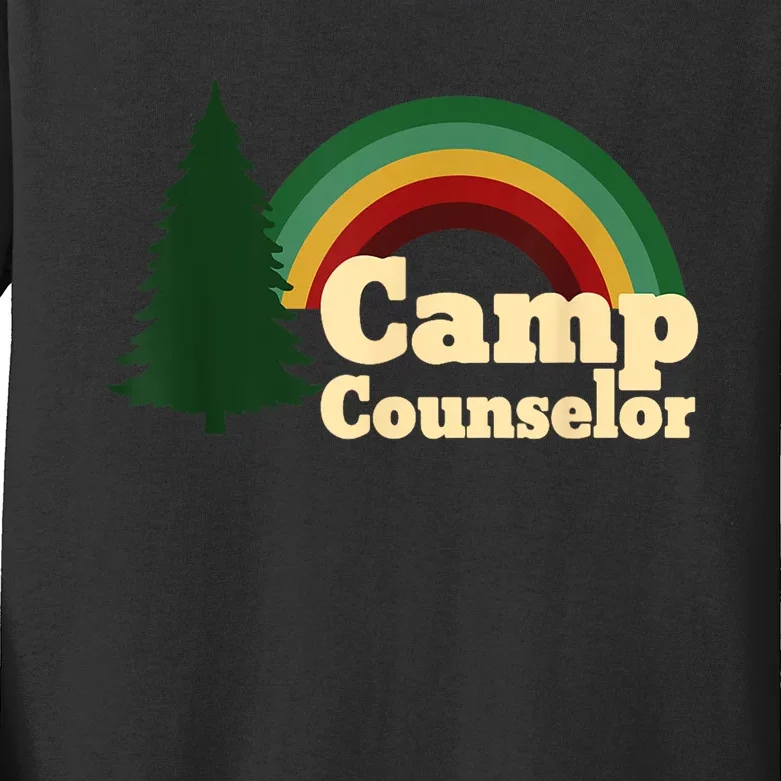 Retro Summer Staff Rainbow Camp Counselor Pine Tree Gift Kids Long Sleeve Shirt