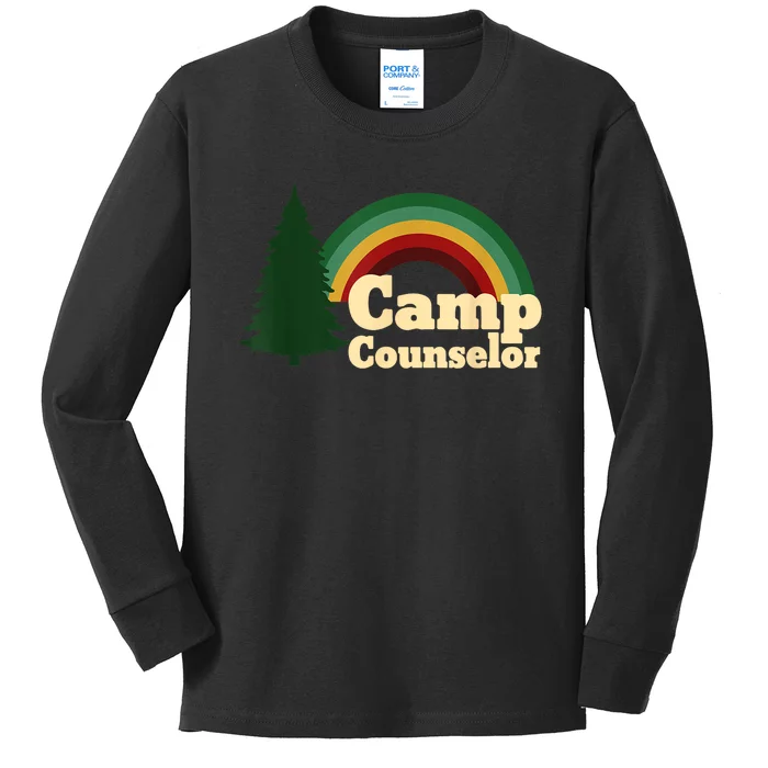 Retro Summer Staff Rainbow Camp Counselor Pine Tree Gift Kids Long Sleeve Shirt