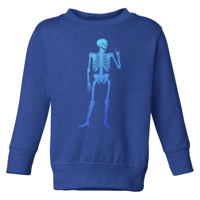 Rocker Skull Skeleton Hand Rock On Costume Funny Halloween Great Gift Toddler Sweatshirt