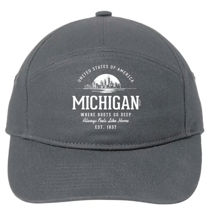 Retro Styled State Of Michigan Vintage Established 7-Panel Snapback Hat