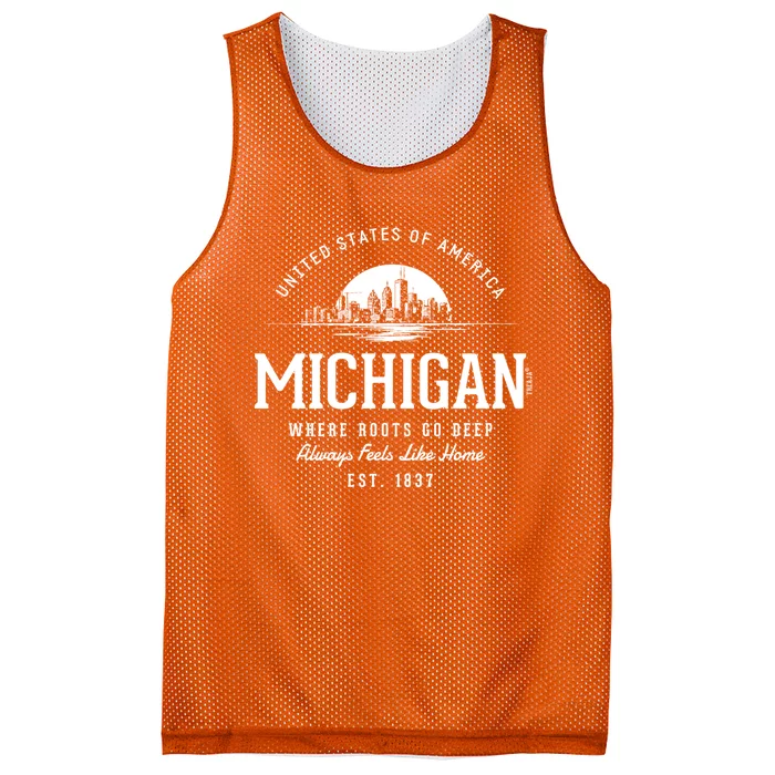 Retro Styled State Of Michigan Vintage Established Mesh Reversible Basketball Jersey Tank