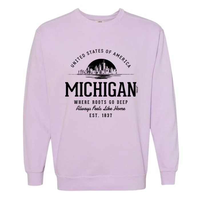 Retro Styled State Of Michigan Vintage Established Garment-Dyed Sweatshirt