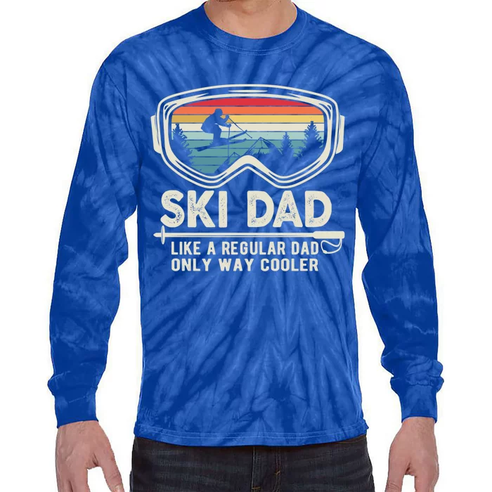 Retro Sunset Ski Mom Winter Skiing Skier Father Vintage Ski Gift Tie-Dye Long Sleeve Shirt