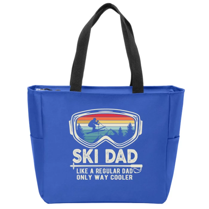 Retro Sunset Ski Mom Winter Skiing Skier Father Vintage Ski Gift Zip Tote Bag