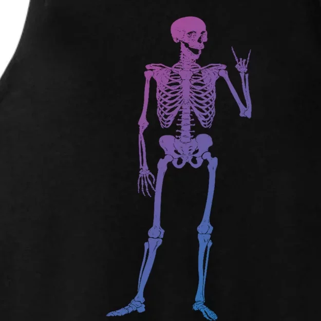 Rocker Skull Skeleton Hand Rock On Costume Funny Halloween Great Gift Ladies Tri-Blend Wicking Tank