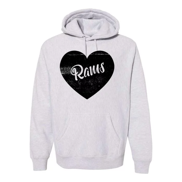 Rams School Sports Fan Team Spirit Cute Heart Premium Hoodie