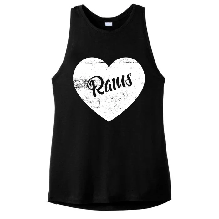 Rams School Sports Fan Team Spirit Cute Heart Ladies Tri-Blend Wicking Tank