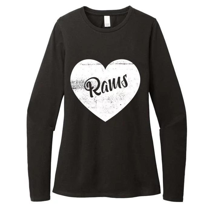 Rams School Sports Fan Team Spirit Cute Heart Womens CVC Long Sleeve Shirt